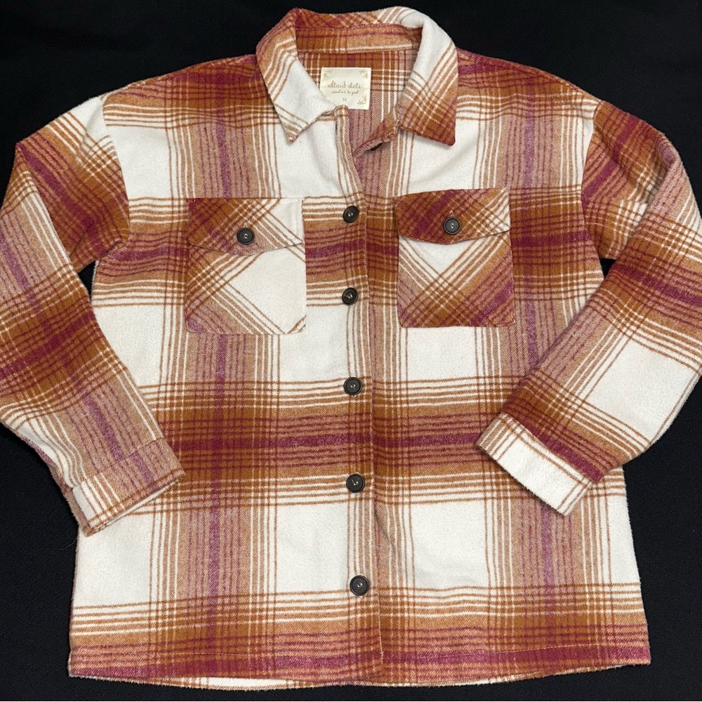 Altar’d State flannel jacket Plaid Button-Up Shirt oversized medium shacket